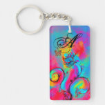 WHIMSICAL FLOWERS & BUTTERFLIES pink yellow blue Acrylic Keychains