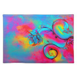 WHIMSICAL FLOWERS  pink yellow teal blue Place Mat