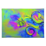 WHIMSICAL FLOWERS  pink yellow violet blue Place Mats