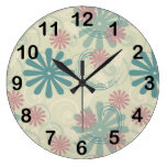 Whimsical Flowers Round Clock
