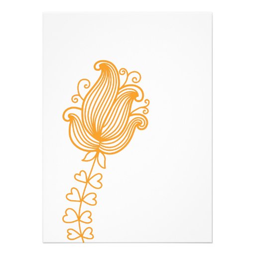 Whimsical Flowers Wedding Invitation - Orange