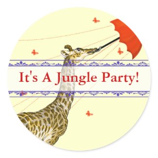 Whimsical Flying Giraffe Red Umbrella Stickers sticker