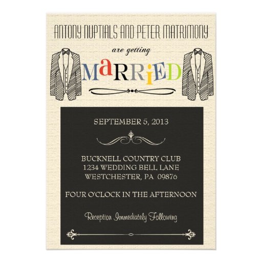 Whimsical Font Gay Wedding Invitations