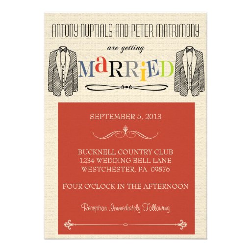Whimsical Font Gay Wedding Invitations