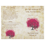 Whimsical Fuchsia Heart Leaf Tree Wedding Program flyers