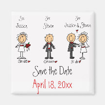 Whimsical Fun Save the Date Fridge Magnets