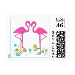 Whimsical Garden Flamingos Stamp