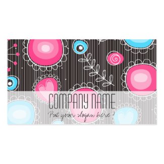 Whimsical Garden in Blue and Pink Business Card
