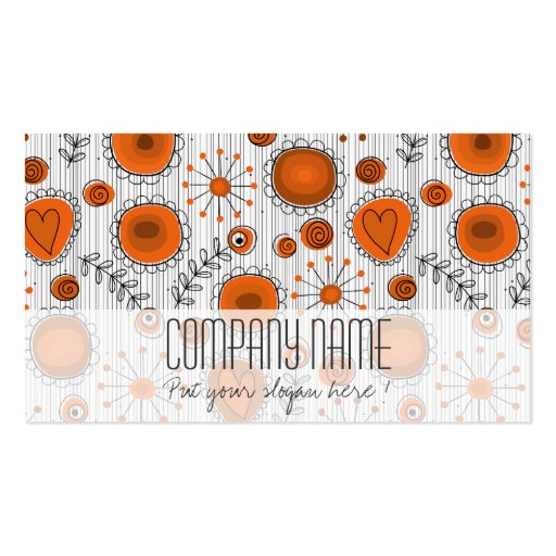 Whimsical Garden in Orange Business Card
