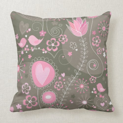 Whimsical Garden in Pink Pillow