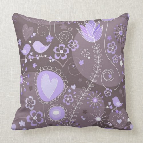Whimsical Garden in Purple Pillow