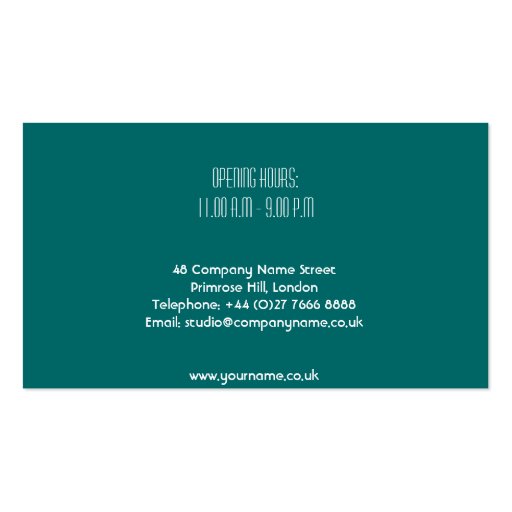 Whimsical Garden in Turquoise Business Card (back side)