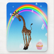 Whimsical Giraffe, Cupcake & Rainbow Mouse Pads