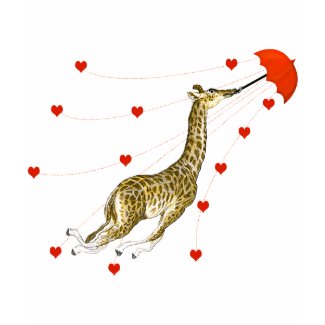Whimsical Giraffe Red Hearts T-shirts shirt