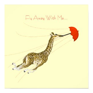 Whimsical Giraffe Umbrella Fly Away With Me Poster print