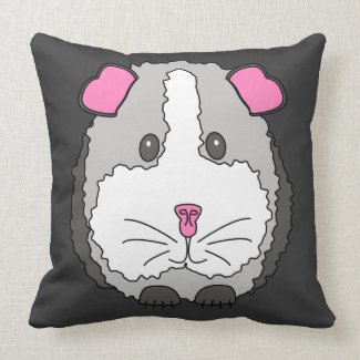 Whimsical Gray Guinea Pig Throw Pillow