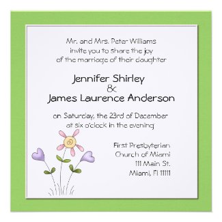 Whimsical Green Floral Wedding Invitation