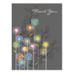 Whimsical Groovy Flower Garden Wedding Thank You Post Cards
