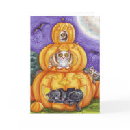 whimsical halloween cats and jack-o-lanterns card