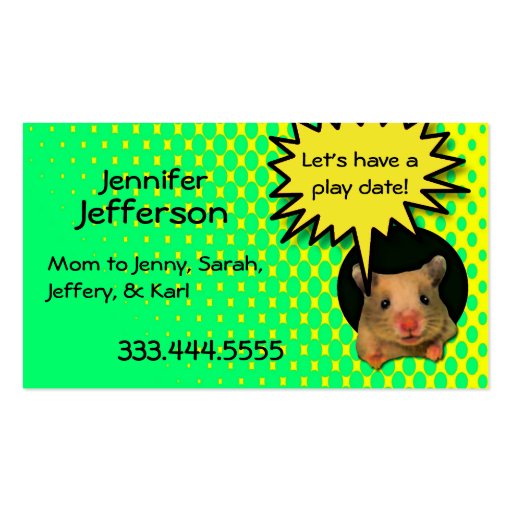 Whimsical Hamster Custom Mommy Card Business Card Templates
