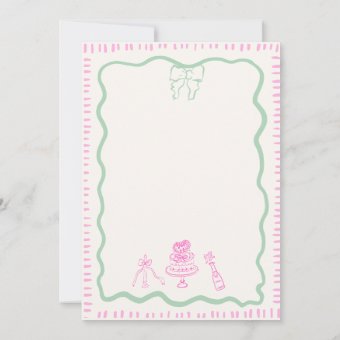 Whimsical Hand Drawn Bow Scribble Wavy Wedding Invitation Zazzle