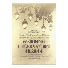 Whimsical hanging lamp lights wedding invitations