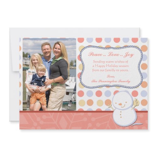 Whimsical happy holiday's snowman photo card invitation