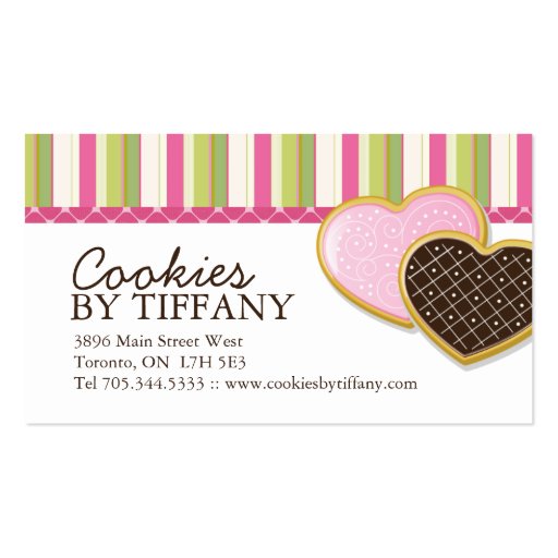 Whimsical Heart Cookies Business Cards (front side)