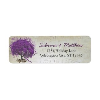 Whimsical Heart Leafed Tree Plum Return Address label