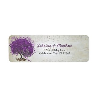 Whimsical Heart Leafed Tree Plum Return Address label