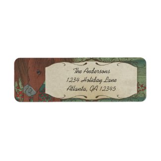 Whimsical Horse Red Flowers Return Address Label label