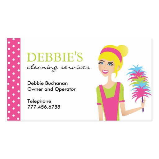Whimsical House Cleaning Services Business Cards (front side)