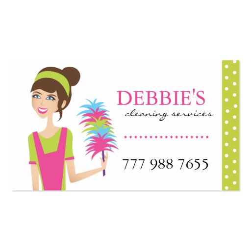 Whimsical House Cleaning Services Business Cards (front side)