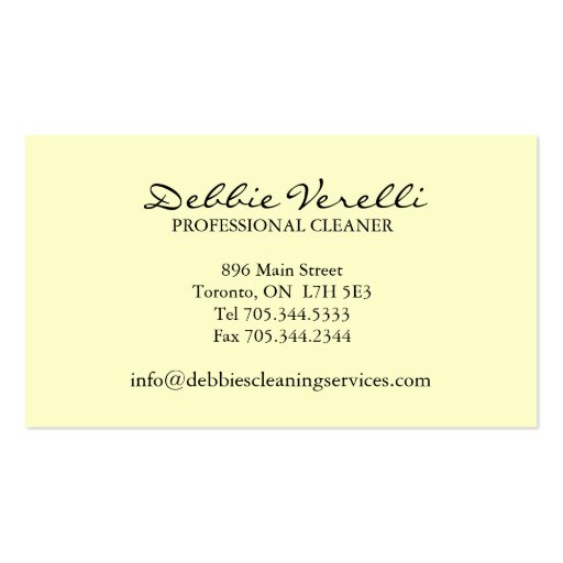 Whimsical House Cleaning Services Business Cards (back side)
