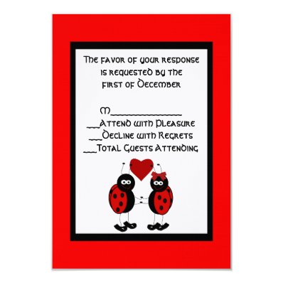 Whimsical Ladybug Wedding RSVP Card Custom Invite