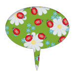 Whimsical Ladybugs On Garden Daisies Cake Topper