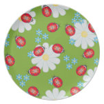 Whimsical Ladybugs On Garden Daisies Plates