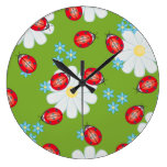 Whimsical Ladybugs On Garden Daisies Wallclock