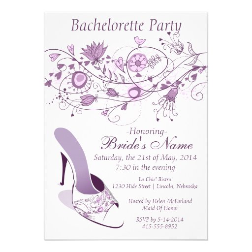 Whimsical Lavender Bachelorette Party 1 Custom Announcement