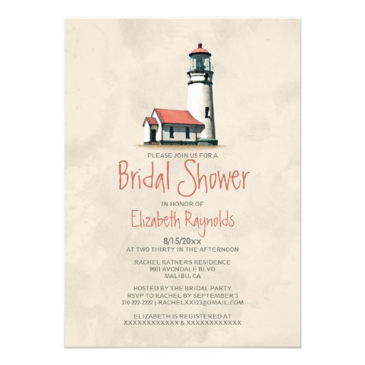 Whimsical Lighthouse Bridal Shower Invitations