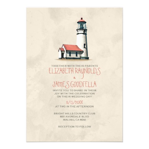 Whimsical Lighthouse Wedding Invitations
