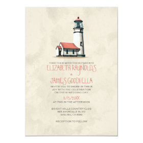Whimsical Lighthouse Wedding Invitations Announcement