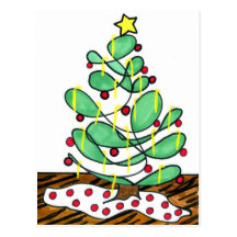 Whimsical Little Christmas Tree Postcards