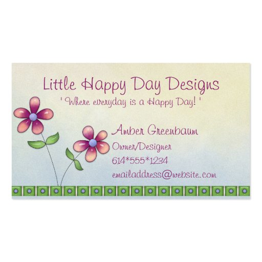 Whimsical Little Flowers Cute Business Cards (front side)