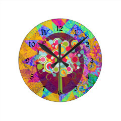Whimsical Lollipop Candy Tree Colorful Abstract Un Clock