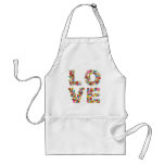 Whimsical LOVE Spring Flowers Wedding Bridal Apron aprons