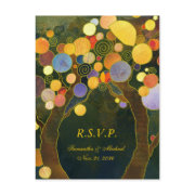 Whimsical Love Trees Wedding RSVP Cards (4.25x5.6) Post Card