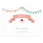 Whimsical Mad Lib Bunting Wedding RSVP Post Card