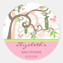 whimsical Magic Tree Girl Baby Shower Party Favor Stickers