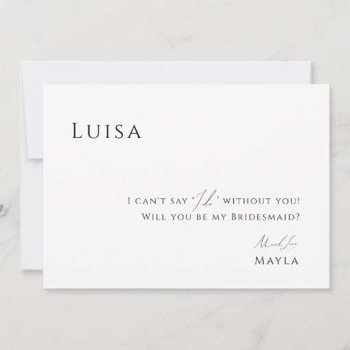 Whimsical Minimal Script Bridesmaid Proposal Card Zazzle